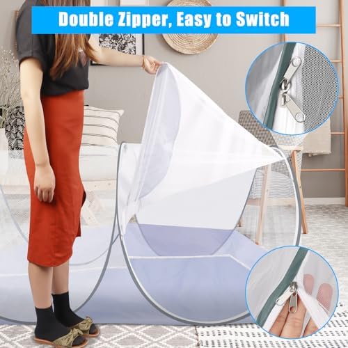2 Pcs 78 * 41 * 31 Inch Extra Large Pop Up Mosquito Net, Portable Mesh Tent - Image 5