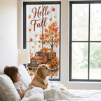 Window Privacy Film Frosted, Thanksgiving Static Cling Door Window Covering, Fall Orange Car Pumpkin Maple Wood Grain UV Blocking Windows Film for Office, Hotel, Bedroom, 29.5 x 78.7 Inches - Image 2