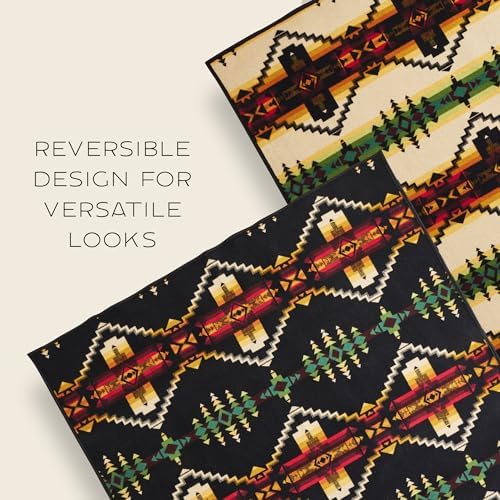 Pendleton Jacquard Napped Throw Blanket 64" x 80" - Wool Cotton, Reversible - Image 4