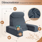 Reading Pillow/Backrest Pillow with Arms, Cup Holder & Phone Pocket - Image 6