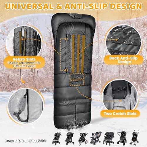 Orzbow Stroller Bunting Bag with Extended Footmuff, Weather-Proof, Warm - Image 4