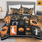 HOSIMA Halloween Quilt King,Patchwork Spooky Bedding with 2 Pillowcases. - Image 3