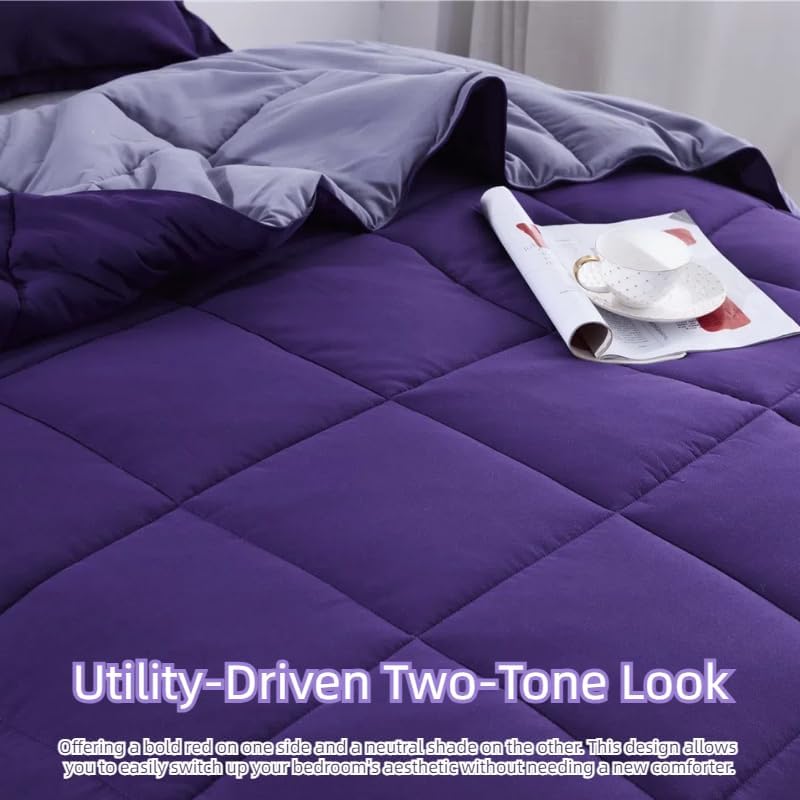 HOMME Twin Size 3 Pieces All Season Soft Comfortable Down Alternative Reversible Quilted Oversize Comforter Set School Dorm, Machine Washable - Image 4
