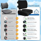Back&Seat Cushion,Chair Cushions,Lumbar Back Support Pillow,Black/X-Large - Image 4