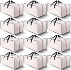 Cosy Family 12 Pack Heavy Duty Moving Bags with Backpack Straps - Strong Handles & Zippers, Storage Totes For Space Saving, Fold Flat, Alternative to Moving Box (X-Large-Set of 12, Clear) by Cosy+Family