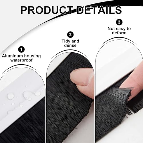 Door Sweep Brush Aluminum, 1 x 48 Inch, White, 2 Set - Image 3