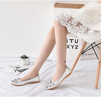 KUNWFNIX Women Ballet Flats Rhinestone Wedding Ballerina Shoes Foldable Sparkly Comfort Slip on Flat Shoes - Image 3