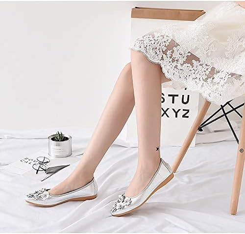 KUNWFNIX Women Ballet Flats Rhinestone Wedding Ballerina Shoes Foldable Sparkly Comfort Slip on Flat Shoes - Image 3