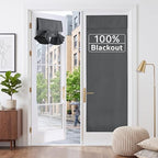 RYB HOME 2 Panels 100% Blackout French Door Curtains Set of 2 - W30 x L69, Grey - No Drill Door Window Curtains Thermal Insulated Privacy Assured Shades for Front Entrance by RYBHOME