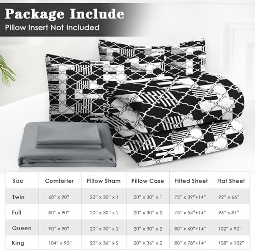 WeCozy Queen Comforter Set with Sheets, 7 Pieces Geometric Moroccan Bedding - Image 6