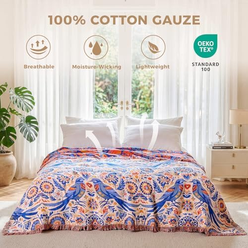 LUTBM Boho Throw Blanket for Couch 50"x60", Cotton Decorative Bed Throw - Image 3