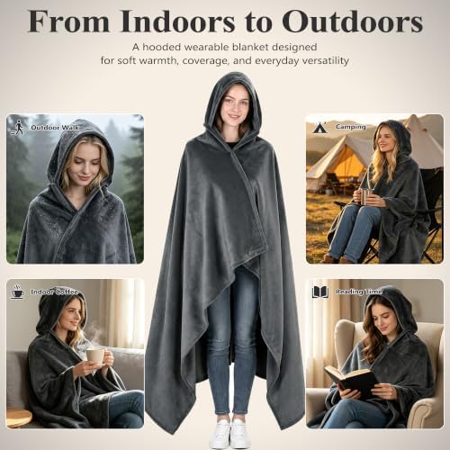 Catalonia Waterproof Hooded Blanket Poncho, Warm Wearable Cape for Outdoors - Image 5