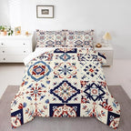 Erosebridal Mexican Style Twin Bedding Set,Colorful Talavera Tile Comforter Set for Kids Adults,Retro Vintage Floral Duvet Insert,Ethnic Mexico Aesthetic Bedroom Decor with 1 Pillowcase - Image 2