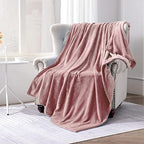 SOCHOW Flannel Fleece Blanket Queen Size, Dusty Pink, 90x90 inches - Image 3
