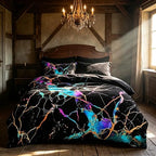 CCoutueChen Black Marble Comforter Set, Queen Size by CCoutueChen