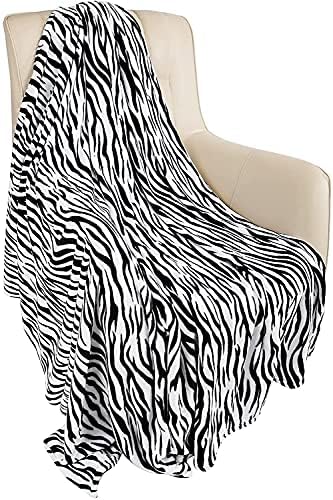 MACEVIA Flannel Fleece Twin Blanket for Couch, Zebra Blanket Black and White for Adult, Lightweight Warm Cozy Soft for Bed Sofa 260GSM, Suitable for All Seasons (Black Zebra,60x80inches) by Macevia