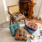 vctops 2 Pack Boho Paisley Chair Cushions with Ties Patchwork U-Shaped Soft Cozy Cotton Linen Chair Pads Non Slip Seat Cushions for Indoor Dining Room and Kitchen Chairs (Tan,16"x16") - Image 7