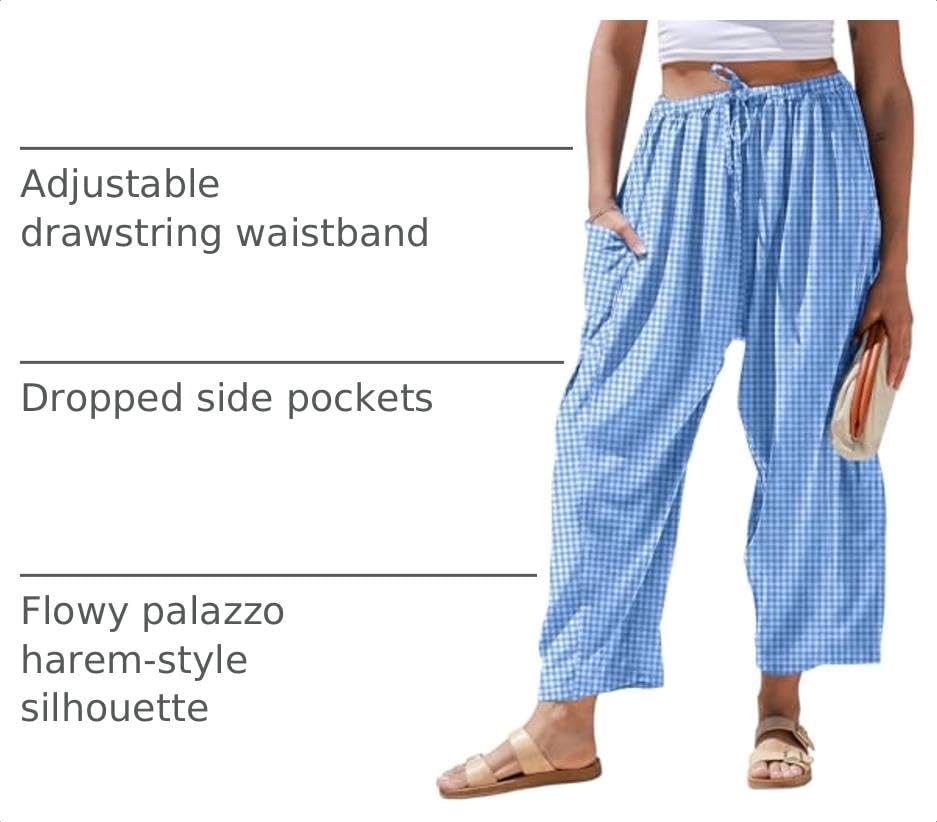 TARSE Womens Linen Wide Leg Striped Pants Casual Barrel Palazzo Harem Pants - Image 4