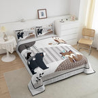 Castle Fairy Cute Animal Bedding Set Full Size,Bear Owl Fox & Plant Comforters for Girls & Teens,Indian Style Down Comforter with 2 Pillowcases - Image 4