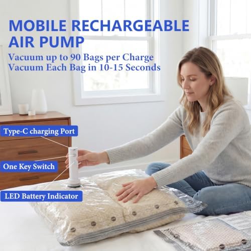 Vacuum Seal Bags for Clothing Travel with Rechargeable Air Pump - Image 4