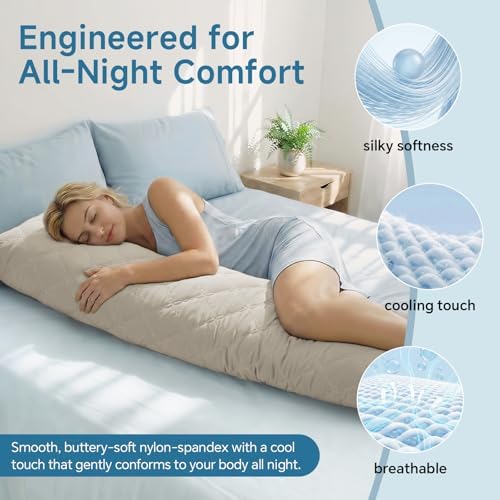 BEDELITE Cooling Body Pillow, Memory Foam Filled, Linen, 20x54 Inches - Image 2
