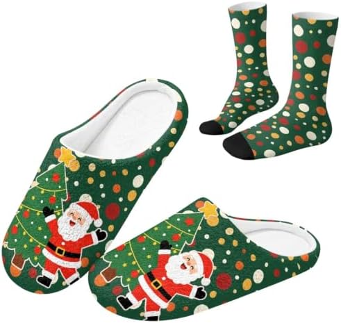 Christmas Slippers for Women Washable House Shoes with Cute Socks by Unknown