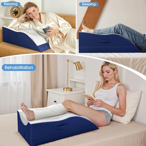 TranquilRelax Leg Elevation Pillows for After Surgery, Wedge Pillow, Blue - Image 4