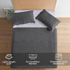 Twin Quilt Set Bedspread Coverlet Microfiber Bedding Leaf Charcoal 68x86 - Image 2
