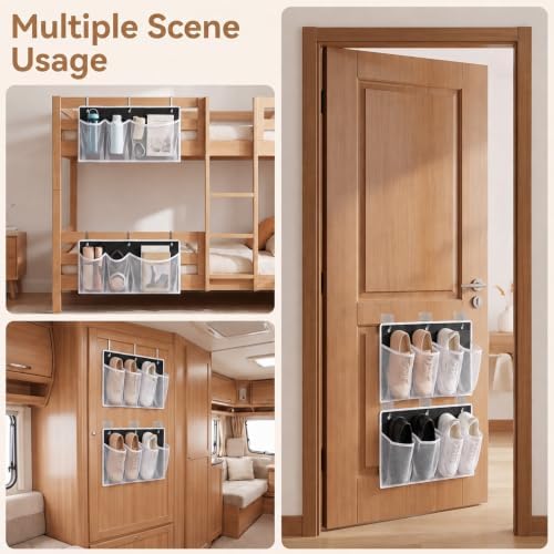 6 Pcs RV Shoe Storage for Bedside, Hanging Shoe Rack with 24 Mesh Pocket - Image 6