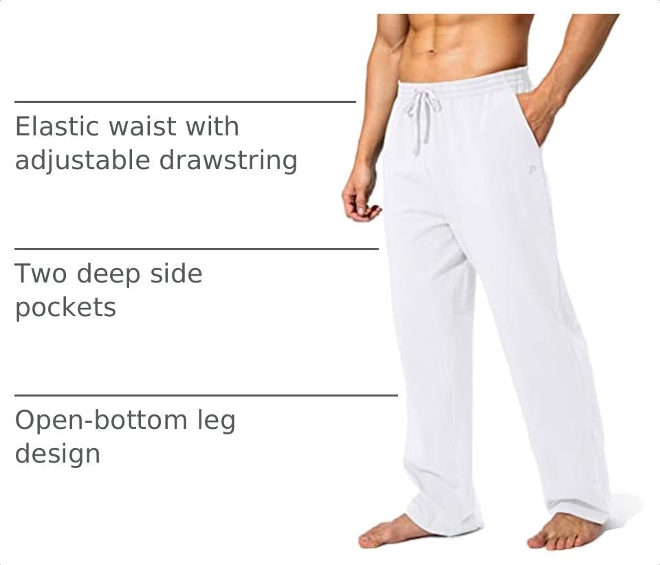 Pudolla Men's Cotton Yoga Sweatpants Athletic Casual Pants with Pockets - Image 4