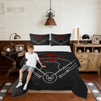 Baseball Field Print Comforter Set Twin Size,Boys Ball Sports Games Themed Quilt Set for Kids Boys Bedroom Collection,Red Baseball Bat Sporting Equipment Soft Bedding Set with 1 Pillowcase by CastleFairy