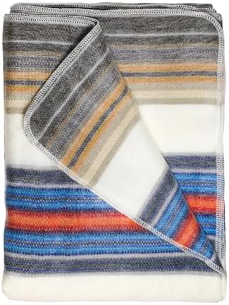 Alpaca Wool Throw Blanket | Warm, Ultra-Soft, 85" x 65" | Breathable, Non-Itchy Blanket-Throw | Hypoallergenic and Beautiful Fabric (Blue & Orange) by LatitudeZero%C2%AE