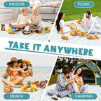 80" x 100" Extra Large Picnic Blankets, Green and White, Stripe - Image 6