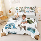 Erosebridal RV Camper Camping King Comforter Set, Hunting Deer Bear Bedding Sets for Kids Girls Boys, Lakehouse Rustic Cabin Room Bedroom Decor, Outdoor Travel Trailers Bed Set - Image 6