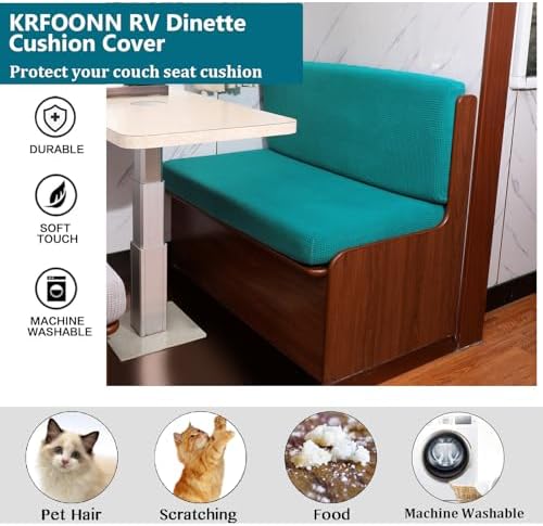 KRFOONN RV Dinette Cushion Covers Stretch Camper Cushions Cover, Green Blue - Image 5