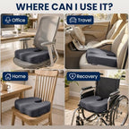 5 STARS UNITED Seat Cushion - Memory Foam Chair Cushion for Tailbone Pain Relief - Ergonomic Support for Coccyx, Sciatica & Butt - Office, Desk & Gaming Chair, Car Seat, Wheelchair, Airplane, D Gray - Image 3