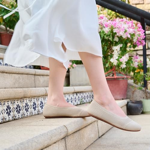 konhill Women's Ballet Flats, Knit Walking Casual Shoes, Comfy & Washable - Image 4