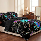 CCoutueChen Black Marble Comforter Set Full Size, Blue Tie Dye Bedding Set with Abstract River Texture, 3 Pieces 79"x90" - Image 5