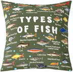 Feelyou Pike Fish Throw Pillow Covers 16"x16" Set of 4 Soft Fishing and Hunting Cushion Case Fisherman Fish Man Decor Pillowcase Type of Fish Indoor Outdoor - Image 5