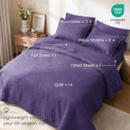 Love's cabin Queen Quilts Bedspreads, 7 Pieces Bed in a Bag, Deep Purple - Image 2