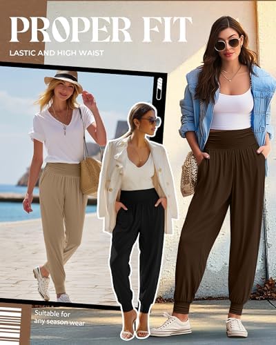 Ficerd 3 Pack Women's Joggers Loose Yoga Pants with Pockets - Image 2