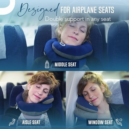 BCOZZY Travel Neck Pillow 2-Pack – XL Navy & Large Gray – Patented Wraparound Chin & Neck Support for Airplane, Car & Travel Sleep - Image 2