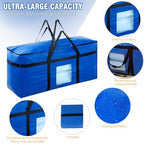 6 Packs 60 Gallon Heavy Duty Moving Storage Bag Foldable Duffle with Zipper 4 Reinforced Handles and See Through Window Waterproof Dustproof Organizer for Home Moving Travel - Image 4