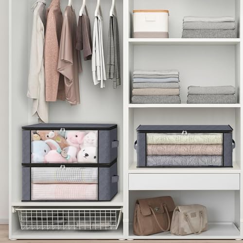 HomeHacks 8-Pack Clothes Organizer Storage Bags, 35L Storage Bins, Gray - Image 5