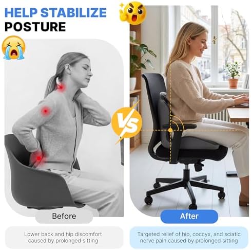 Ergonomic Seat Cushion with L-Shaped Design for Office Chair (Grey) - Image 3