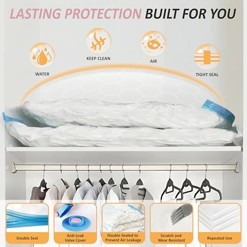 Cozy Essential Vacuum Storage Bags, 80% Compression Vacuum Seal Space Saver Plastic Packaging Bags for Clothes, Blankets, Pillow, Bedding, Comforters, Sealer Clothing Storage,6 XXL Jumbo - Image 4