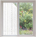 Window Privacy Film Frosted, Modern Minimalist Non-Adhesive Static Cling Window Tint, Rustic Leaves Vertical Stripes Gray Insulated Windows Frosted Films for Living Room, 35.4 x 78.7 Inches by Unknown