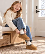 Kids Genuine Suede Slippers Fuzzy House Shoes Indoor Outdoor - Image 3