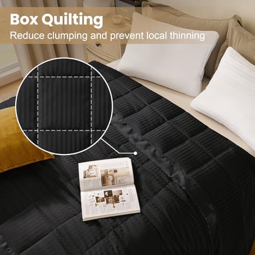 downluxe Down Alternative Blanket for Bed, Satin Trim, King, Black - Image 2