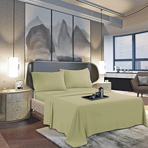 Mocassi Queen Sheet Set - Luxury Hotel 1800 Premier Bedding Sheets & Pillowcases - Ultra Soft Breathable & Cooling Bed Sheets - Deep Pocket - Wrinkle Resistant - 4 Piece Set - Queen, Sage Green - Image 3